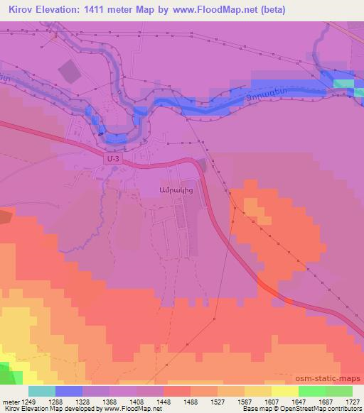 Kirov,Armenia Elevation Map