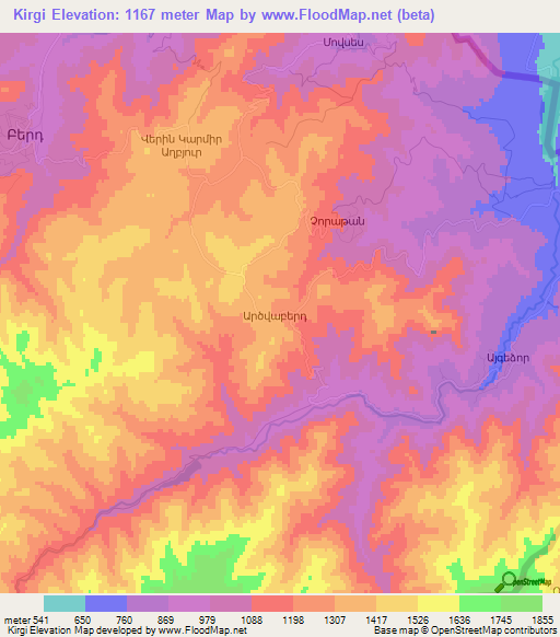 Kirgi,Armenia Elevation Map