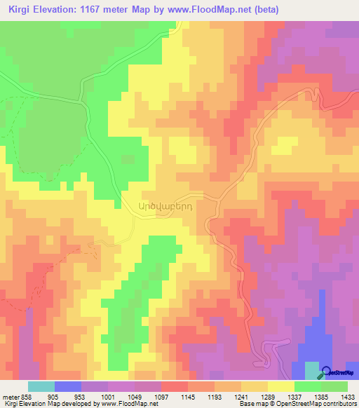 Kirgi,Armenia Elevation Map