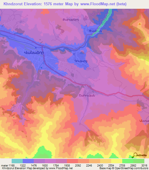 Khndzorut,Armenia Elevation Map