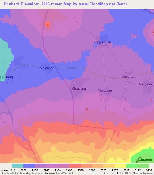 Hnaberd,Armenia Elevation Map