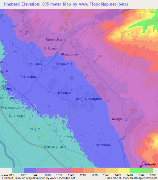 Hnaberd,Armenia Elevation Map