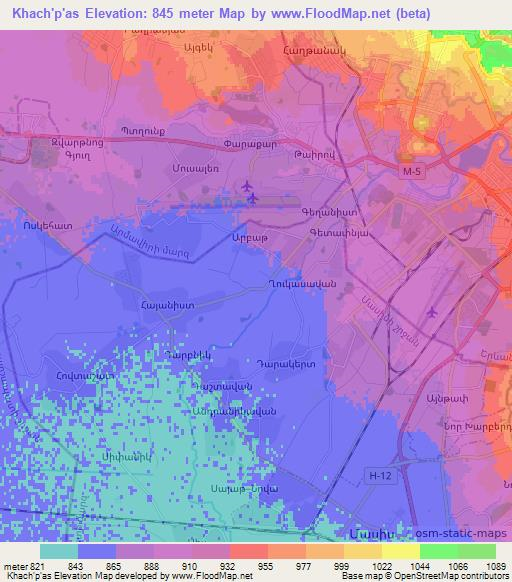 Khach'p'as,Armenia Elevation Map