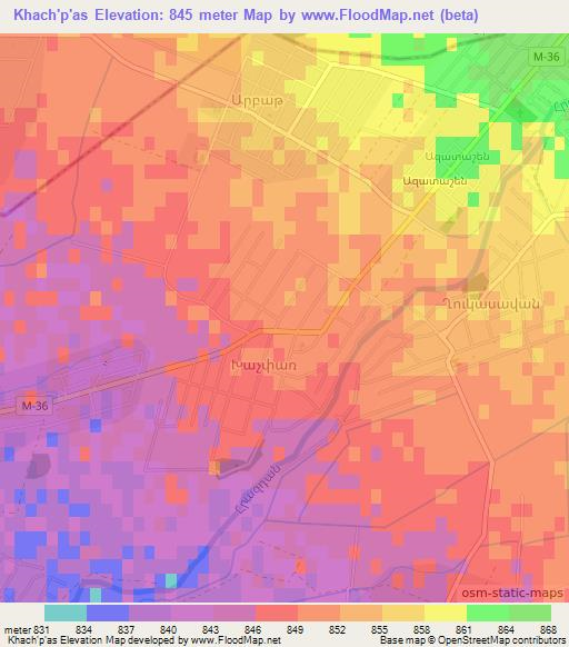 Khach'p'as,Armenia Elevation Map