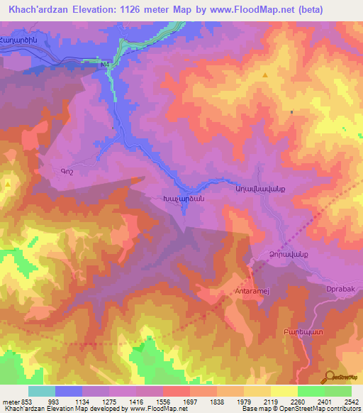 Khach'ardzan,Armenia Elevation Map