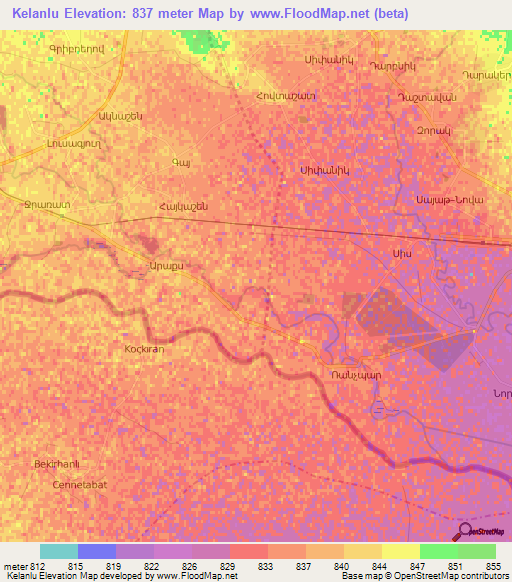 Kelanlu,Armenia Elevation Map