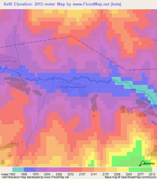 Kefli,Armenia Elevation Map