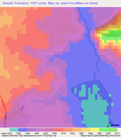 Kasakh,Armenia Elevation Map