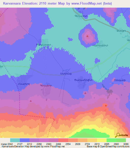 Karvansara,Armenia Elevation Map