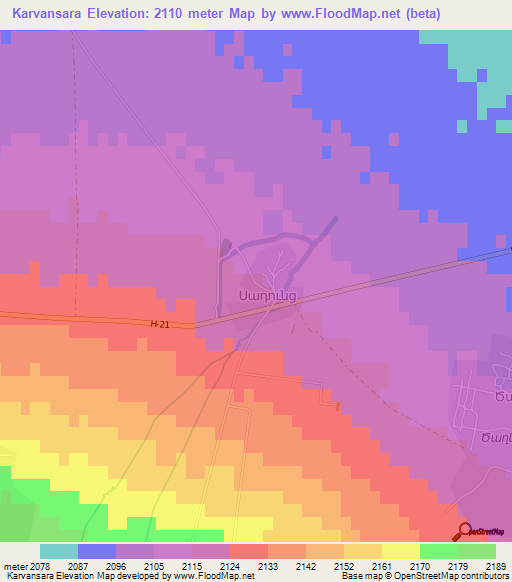 Karvansara,Armenia Elevation Map