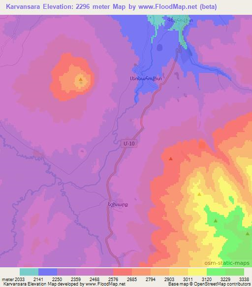 Karvansara,Armenia Elevation Map