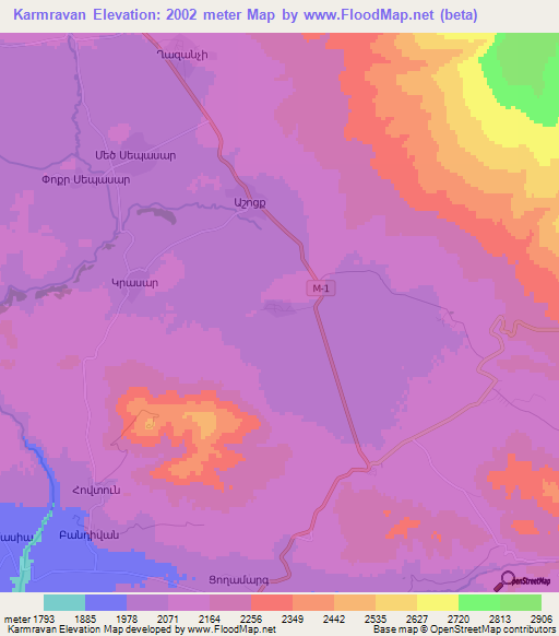Karmravan,Armenia Elevation Map