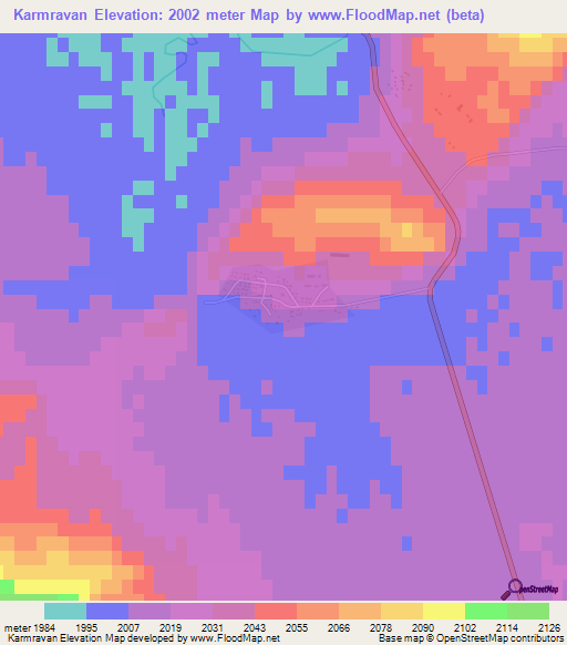 Karmravan,Armenia Elevation Map