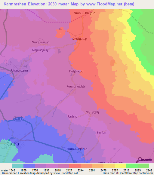 Karmrashen,Armenia Elevation Map