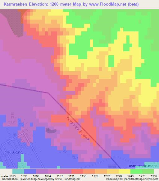 Karmrashen,Armenia Elevation Map
