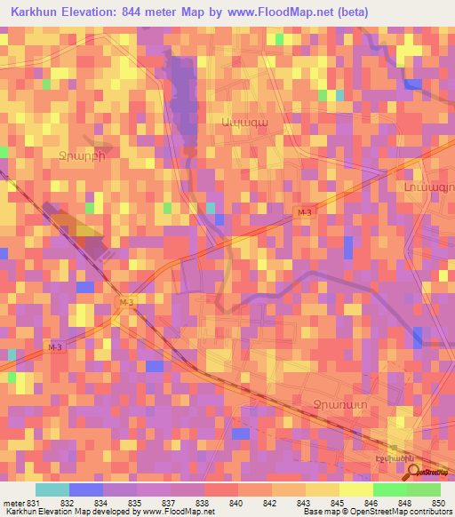 Karkhun,Armenia Elevation Map