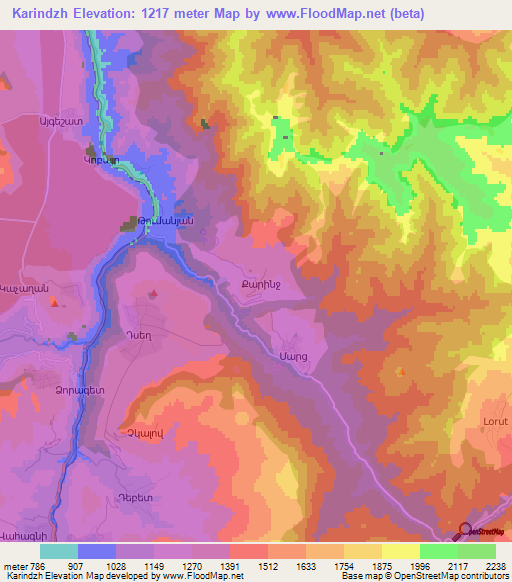 Karindzh,Armenia Elevation Map