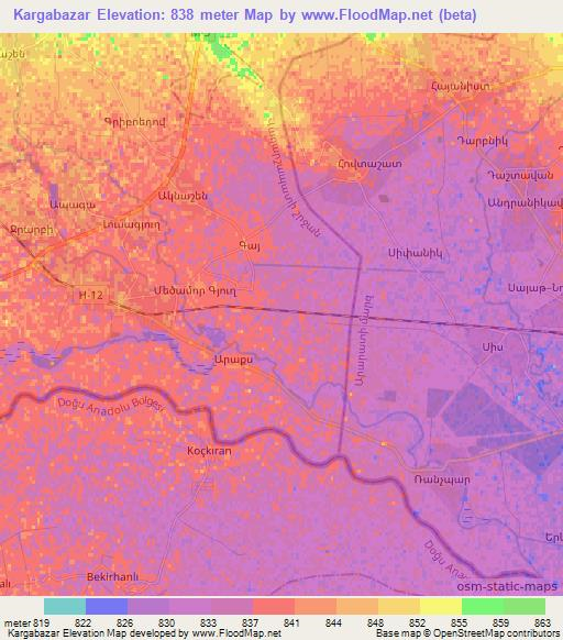 Kargabazar,Armenia Elevation Map