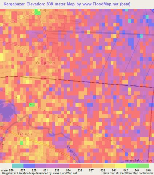 Kargabazar,Armenia Elevation Map