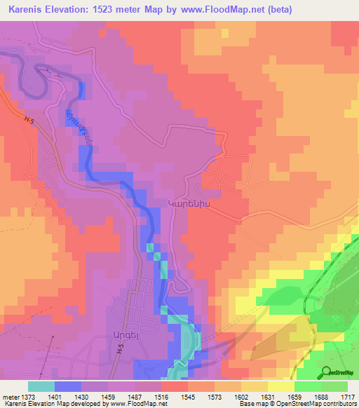 Karenis,Armenia Elevation Map