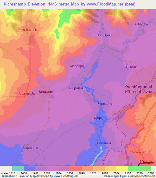 K'arashamb,Armenia Elevation Map