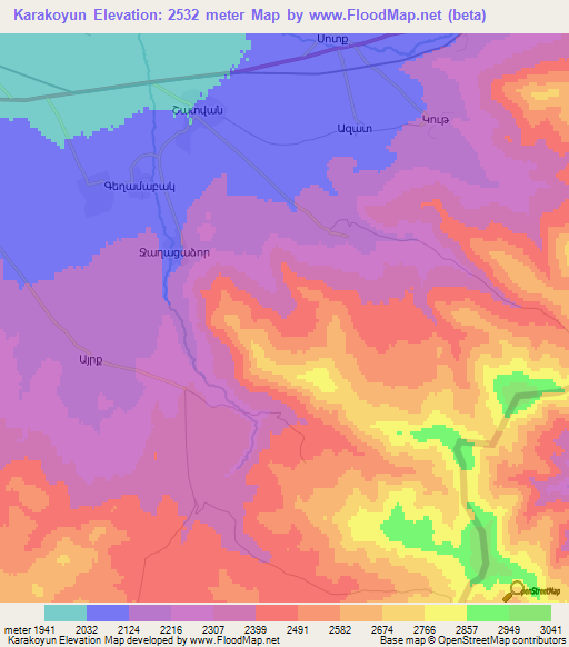 Karakoyun,Armenia Elevation Map