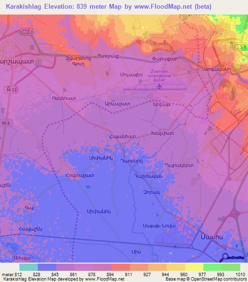 Karakishlag,Armenia Elevation Map