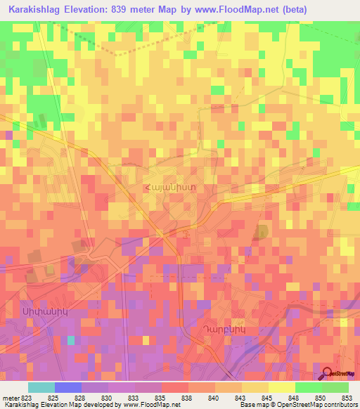 Karakishlag,Armenia Elevation Map