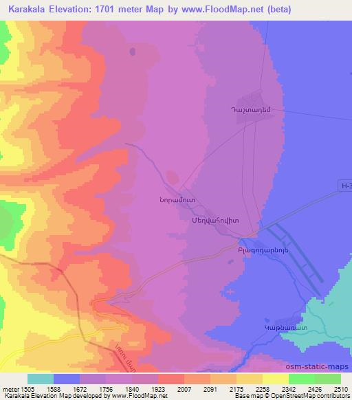 Karakala,Armenia Elevation Map