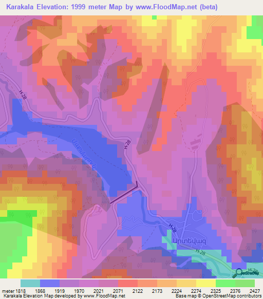 Karakala,Armenia Elevation Map