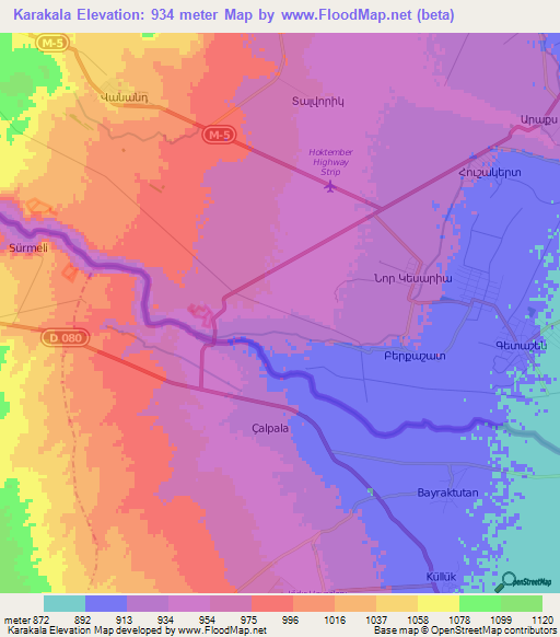 Karakala,Armenia Elevation Map