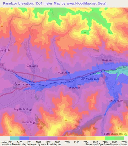 Karadzor,Armenia Elevation Map