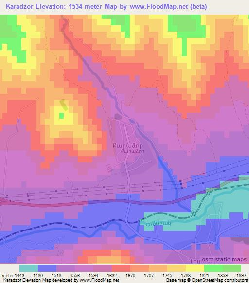 Karadzor,Armenia Elevation Map