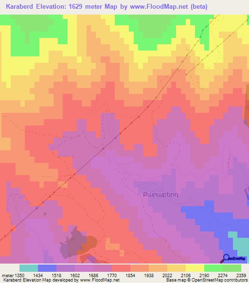 Karaberd,Armenia Elevation Map