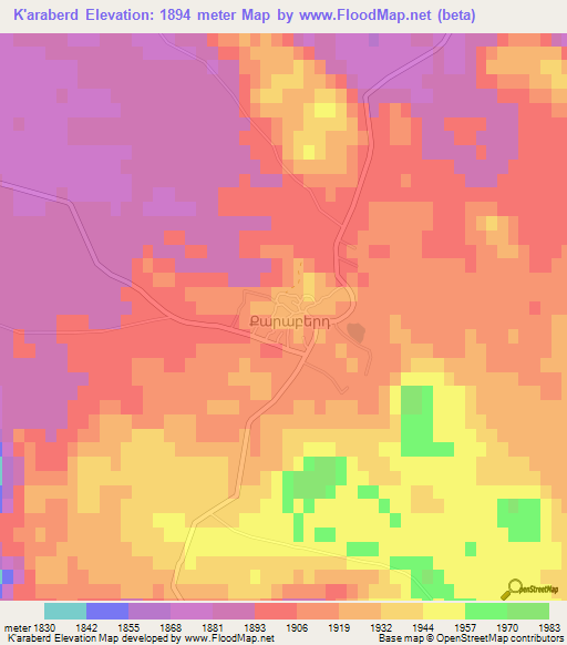 K'araberd,Armenia Elevation Map