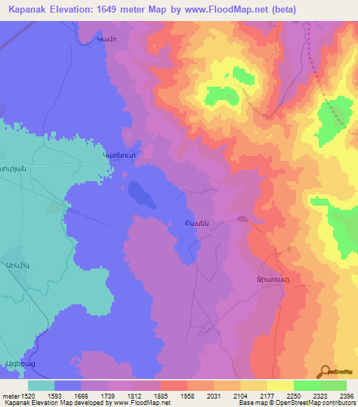 Kapanak,Armenia Elevation Map