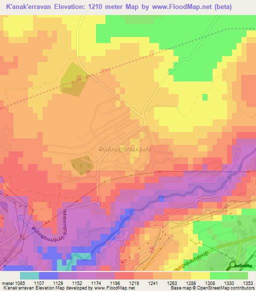 K'anak'erravan,Armenia Elevation Map