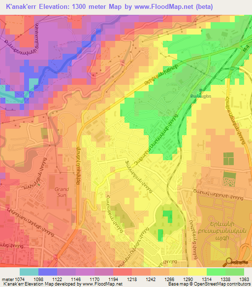 K'anak'err,Armenia Elevation Map