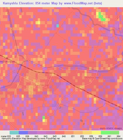Kamyshlu,Armenia Elevation Map