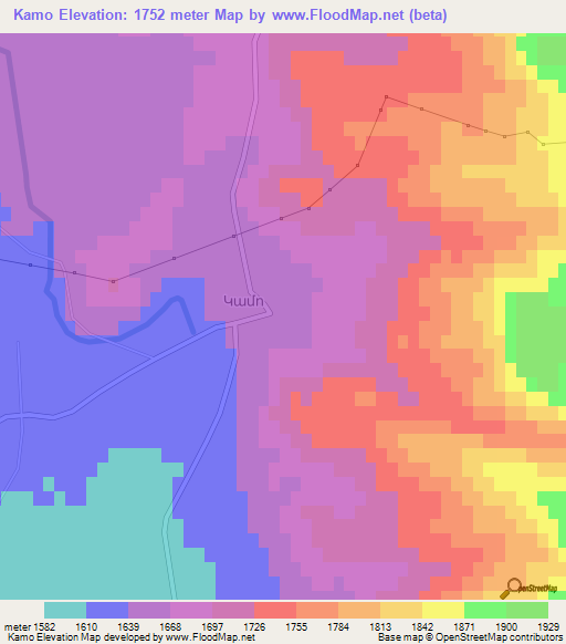 Kamo,Armenia Elevation Map