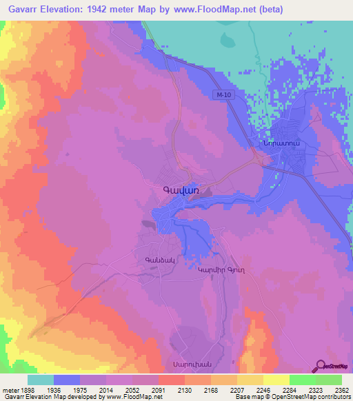 Gavarr,Armenia Elevation Map