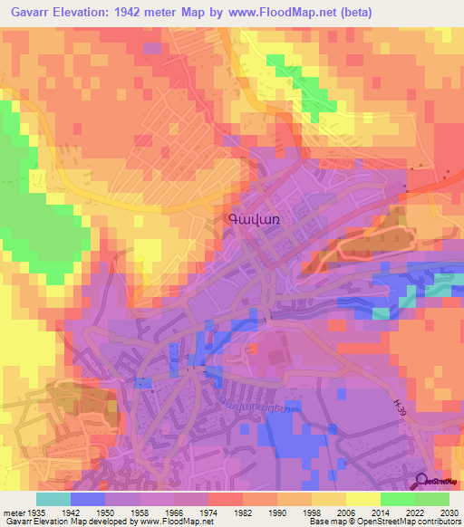 Gavarr,Armenia Elevation Map