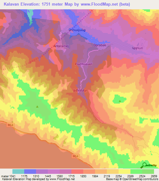 Kalavan,Armenia Elevation Map