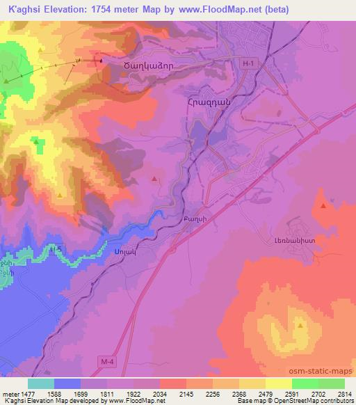 K'aghsi,Armenia Elevation Map