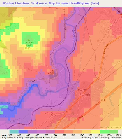 K'aghsi,Armenia Elevation Map