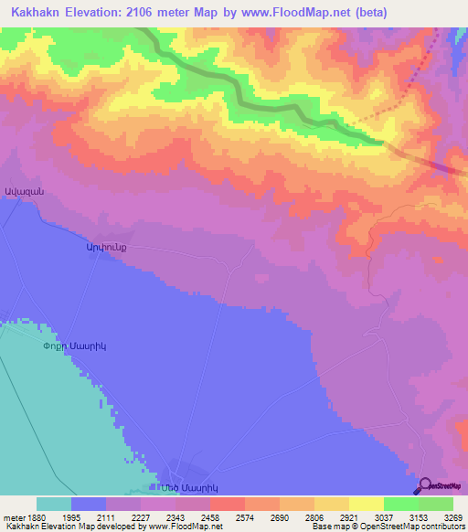 Kakhakn,Armenia Elevation Map