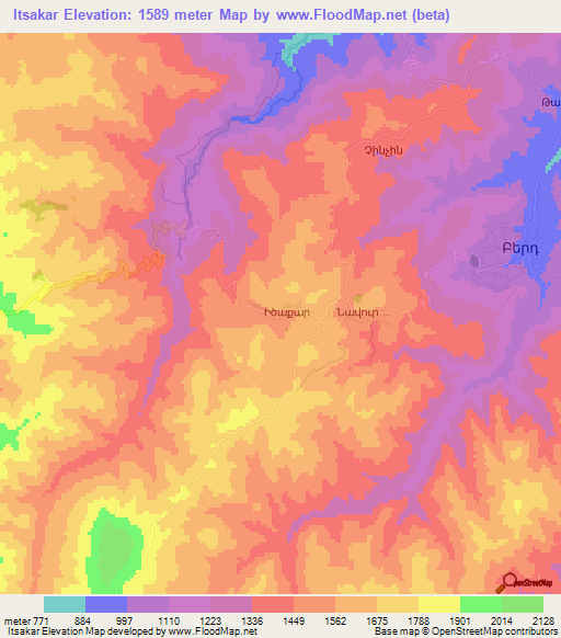 Itsakar,Armenia Elevation Map