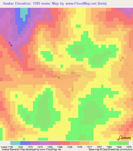 Itsakar,Armenia Elevation Map
