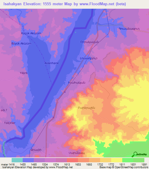 Isahakyan,Armenia Elevation Map