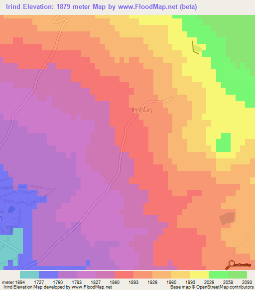 Irind,Armenia Elevation Map